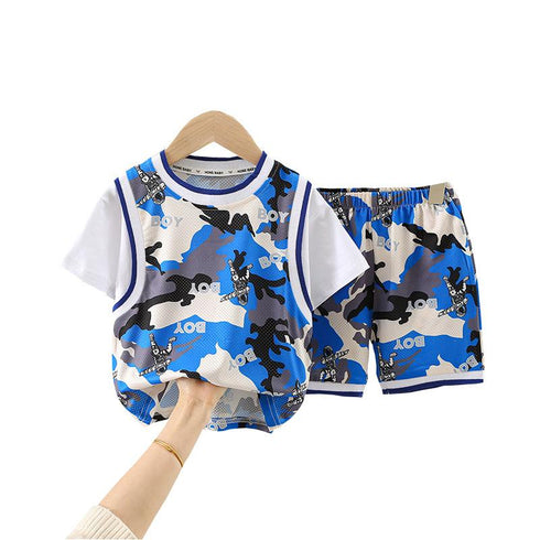 Boys summer short sleeve suit two-piece set